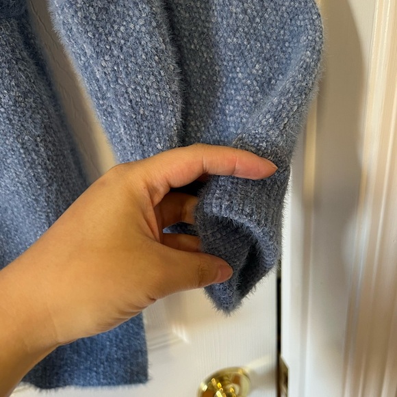 Women's Blue Sweater with Tie Waist - Picture 3 of 3